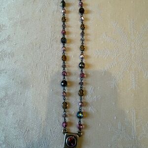 Striking Amethyst handcrafted Pendant with colorful gemstone Beads